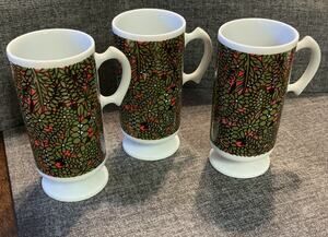 Holt Howard Vintage Tall Irish Coffee Mugs Cups Pedestal Espresso 7962 Set of 3
